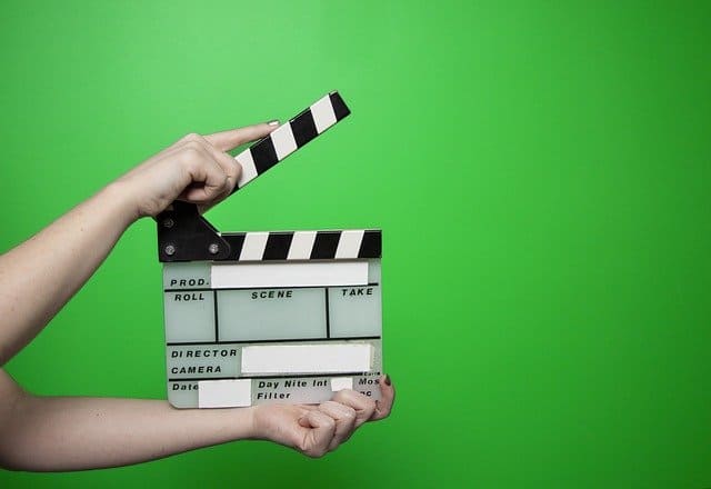Clapboard on green screen background